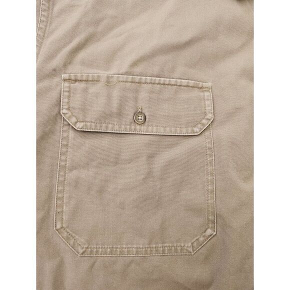 Cabelas Button Down Shirt Mens Sz XL Beige Long Sleeve Canvas Rough Neck - Picture 13 of 13
